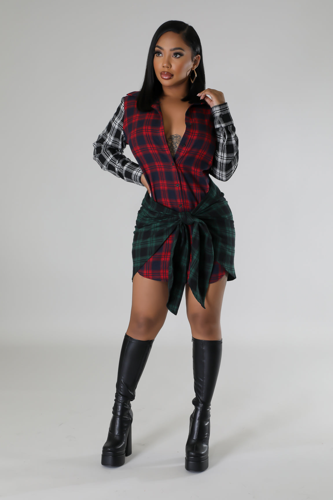 A Line Dress with Knee High Boots