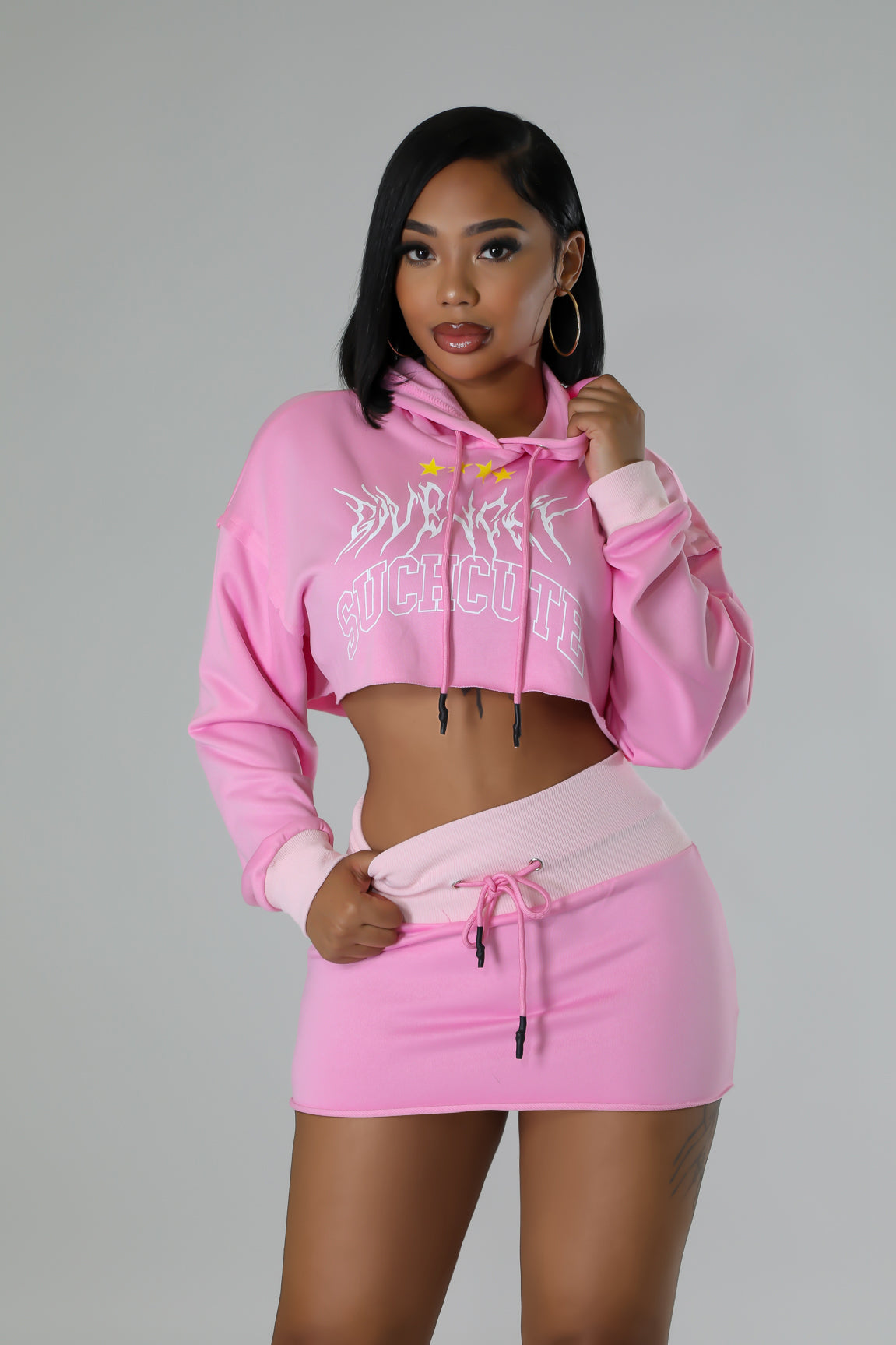 Cropped hoodie and skirt set new arrivals