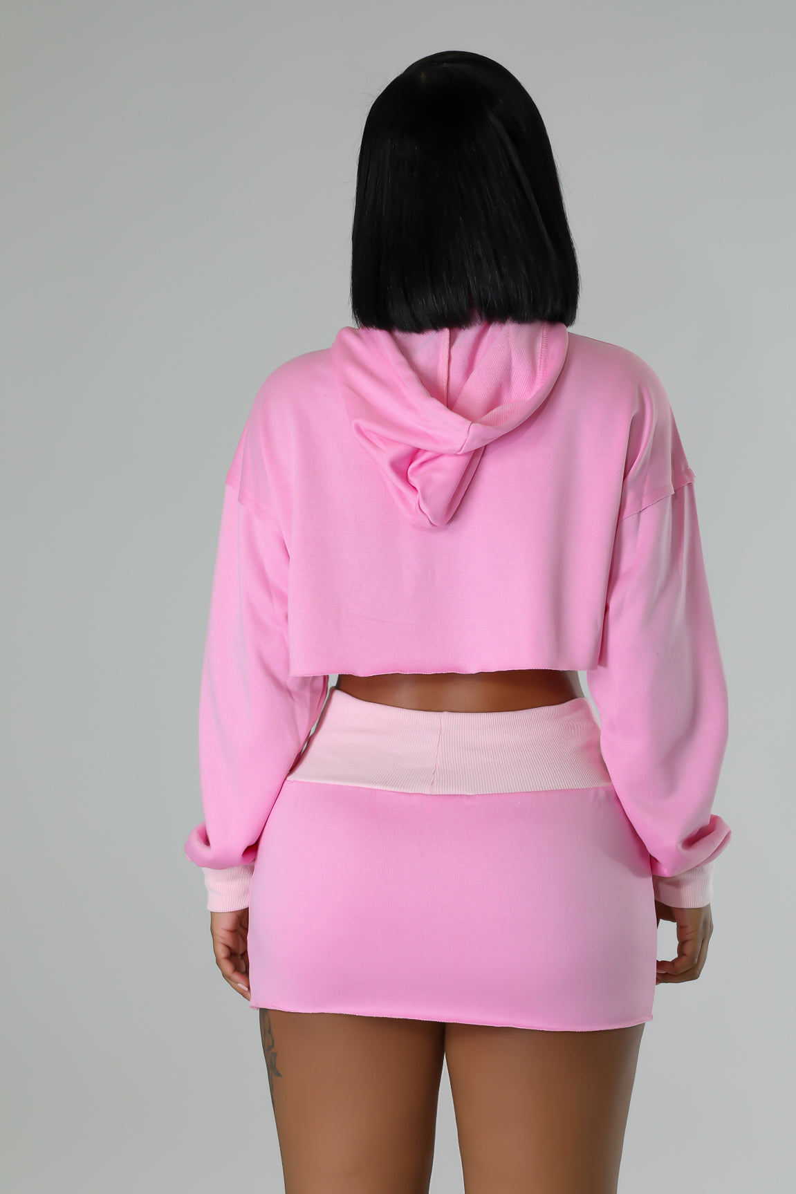 Cropped hoodie skirt set hot sale