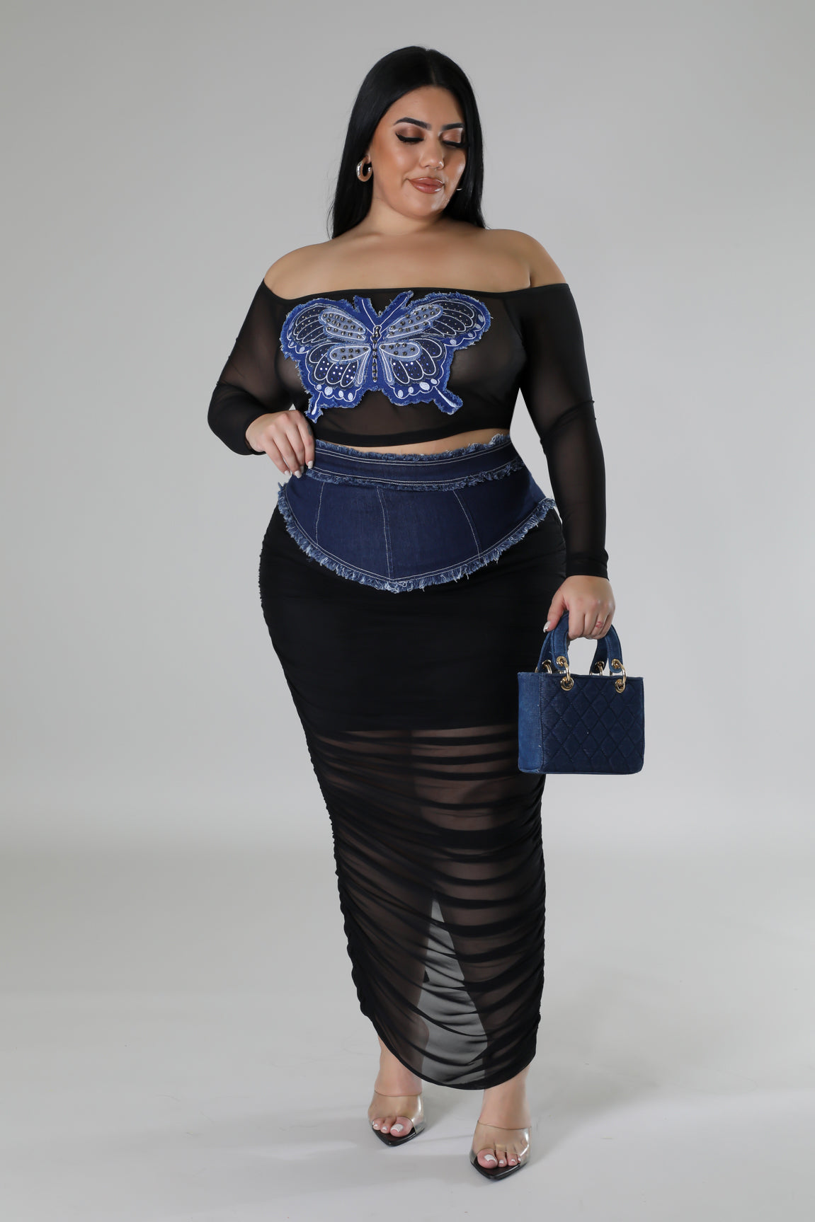 Plus size best sale denim sets