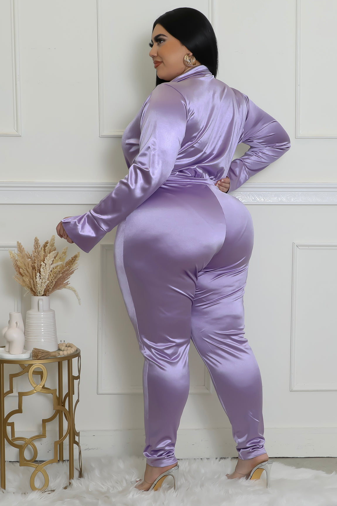 Satin Power Bodysuit Pant Set