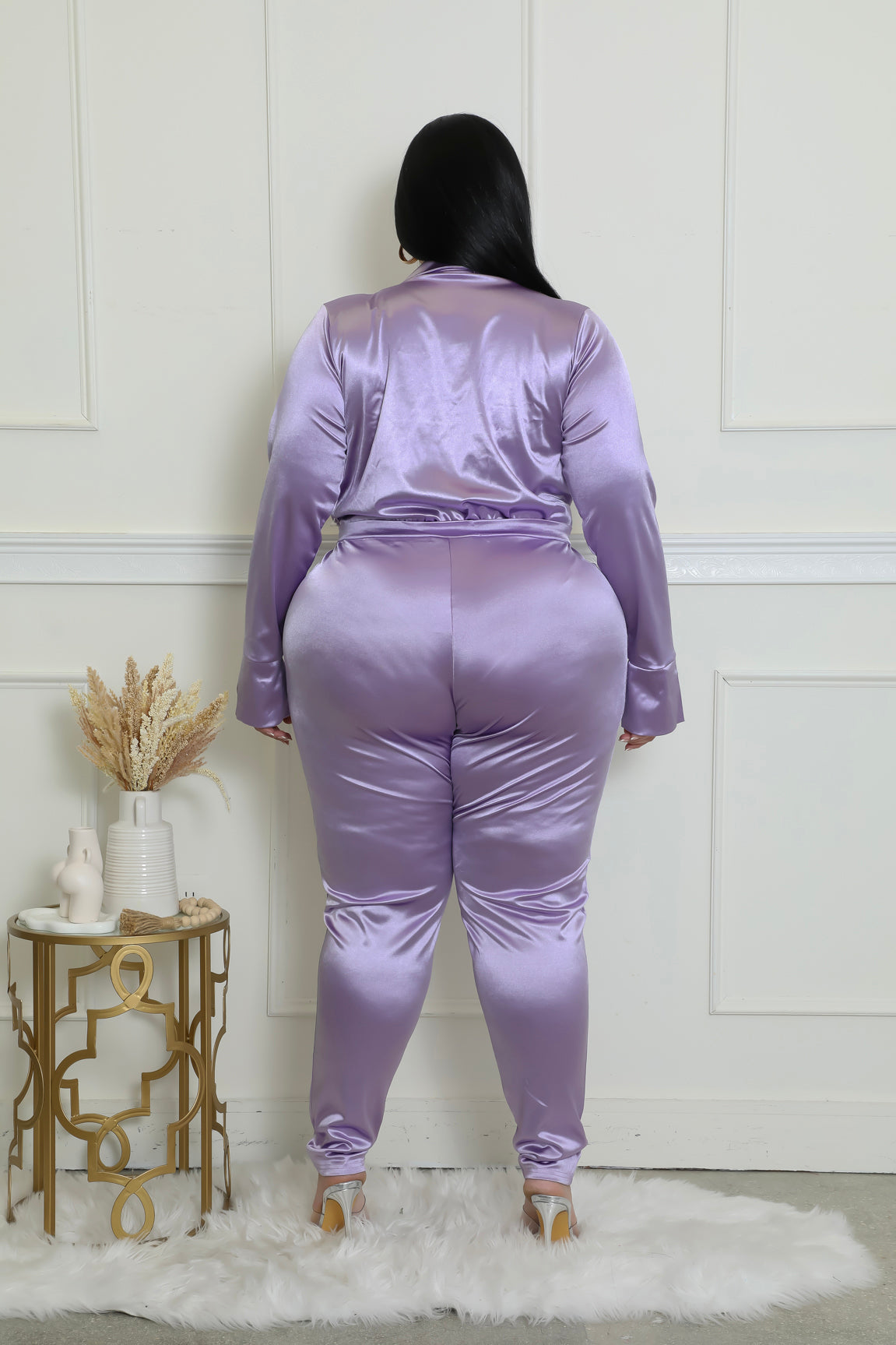 Satin Power Bodysuit Pant Set