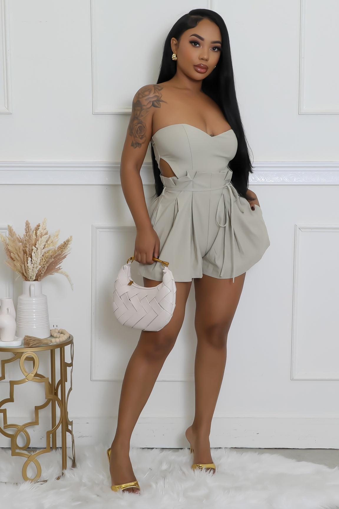 In Her Feminine Romper