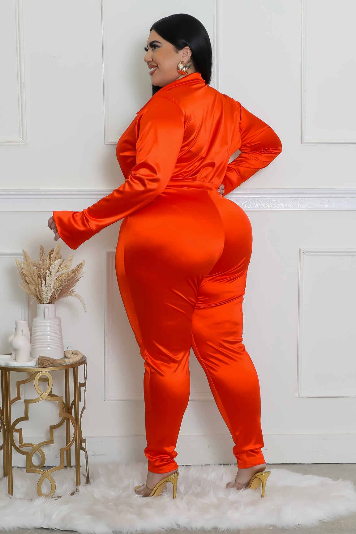 Satin Power Bodysuit Pant Set