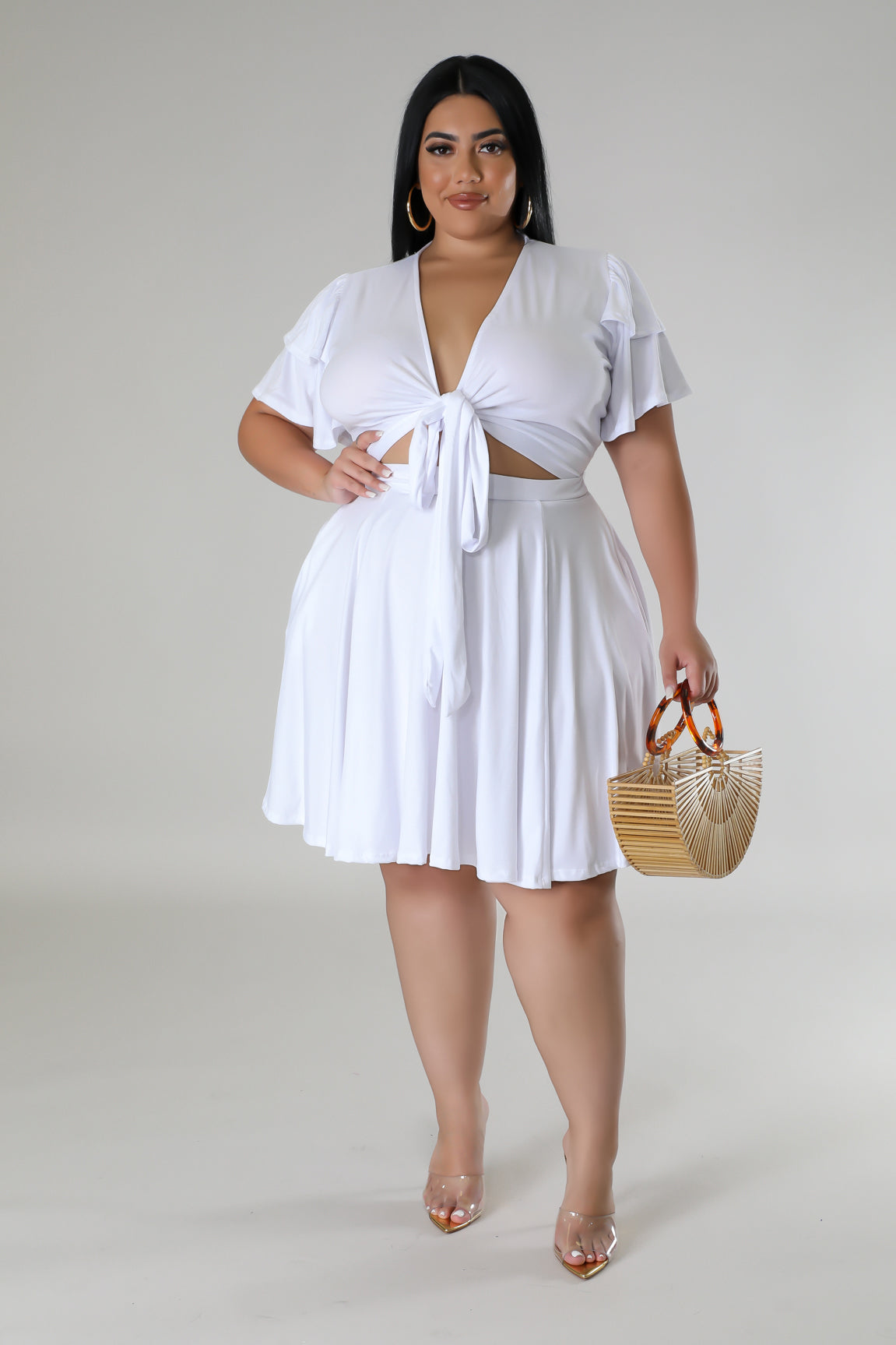 Plus size white hot sale skirt set