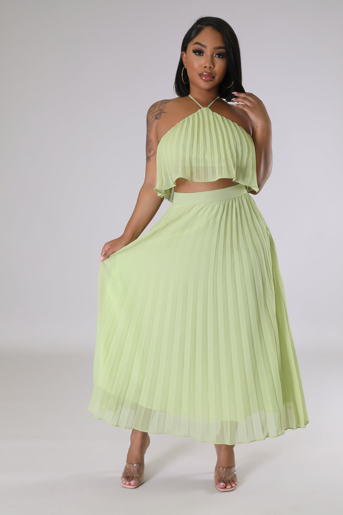 Oasis green 2024 pleated skirt