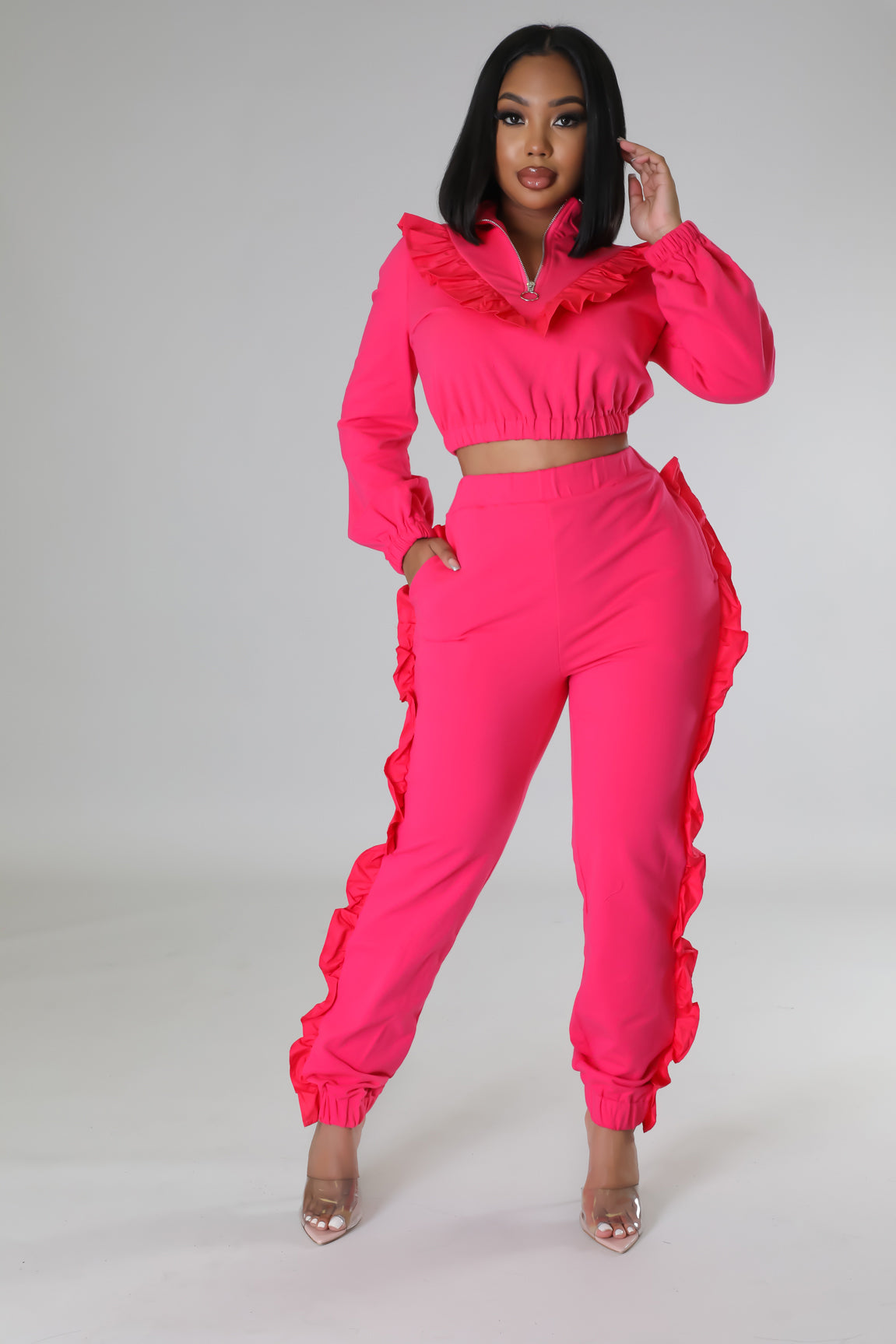 Ruffle jogger set hot sale plus size