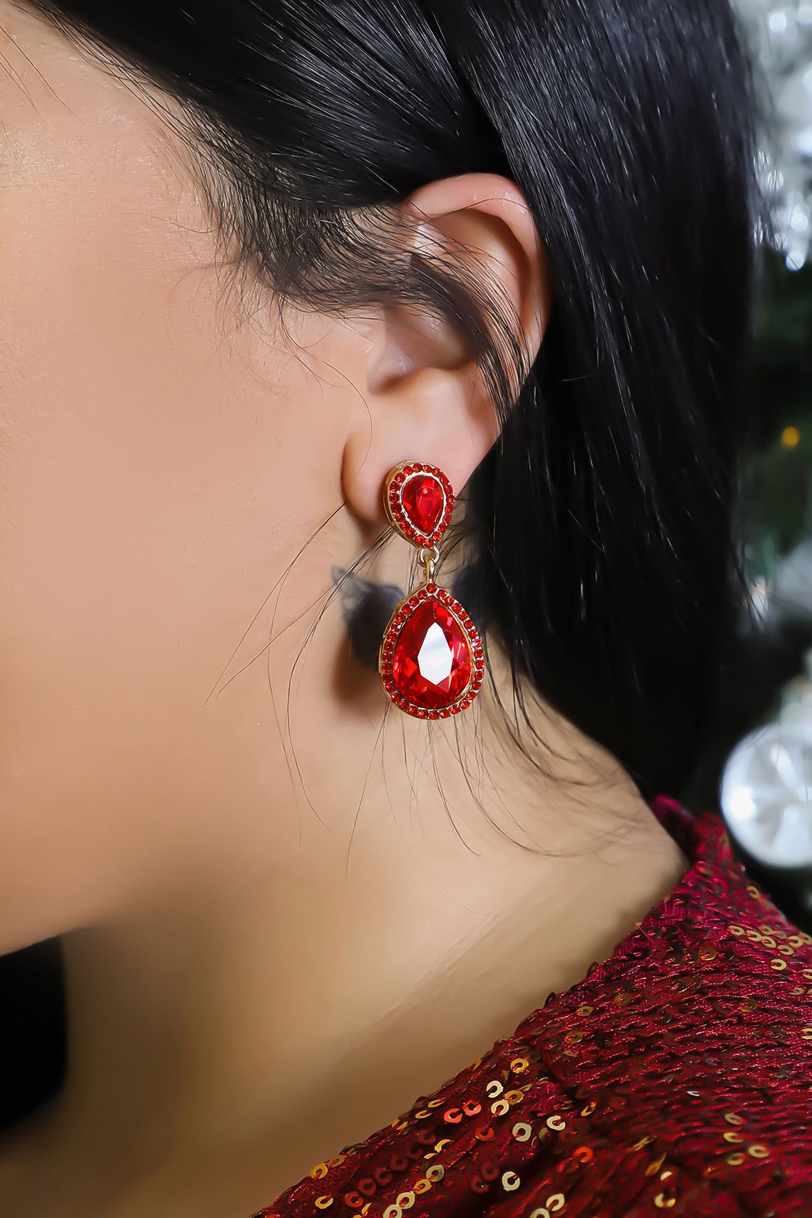 Red hot sale prom earrings