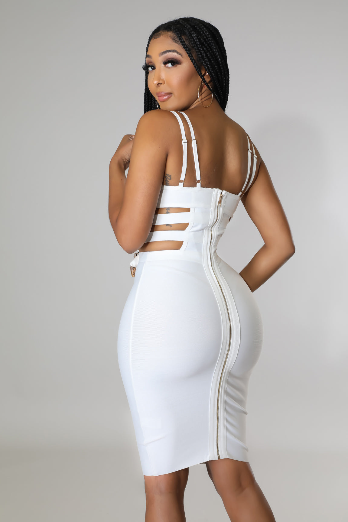 White cut out outlet bandage dress